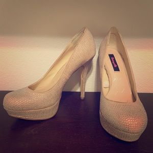 Nude Suede Sparkle Heels by Betsyville - Size 10
